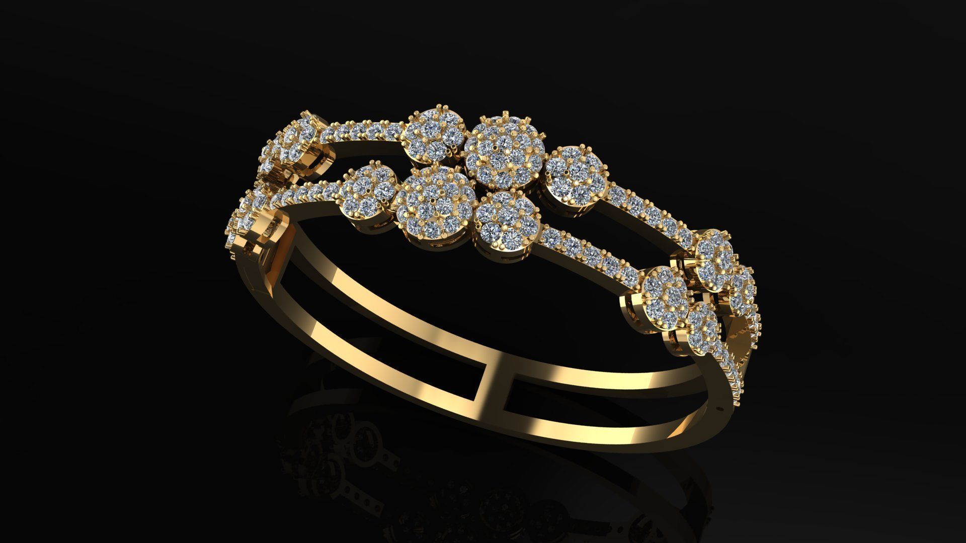 Flower Round Bangle 3D print model_2