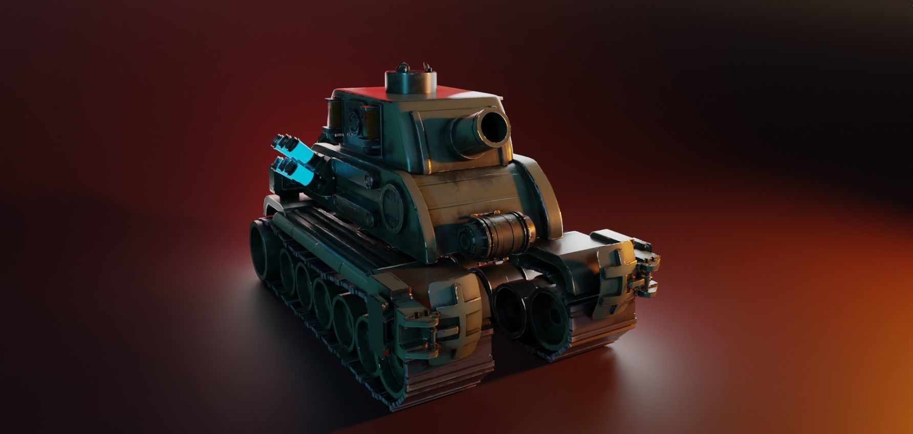 Stylized Mecha Tank - 3 3D model_3