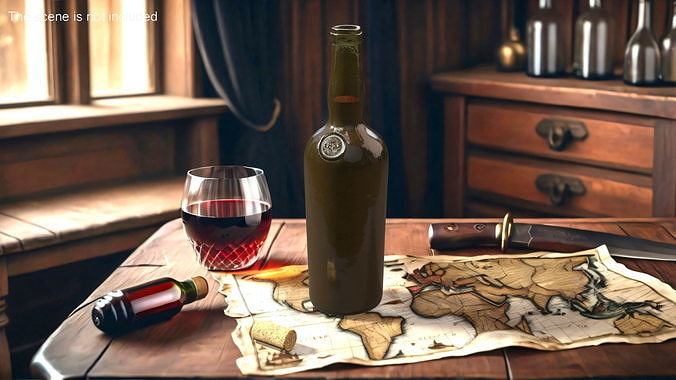 Antique Wine Bottle 3D model 3