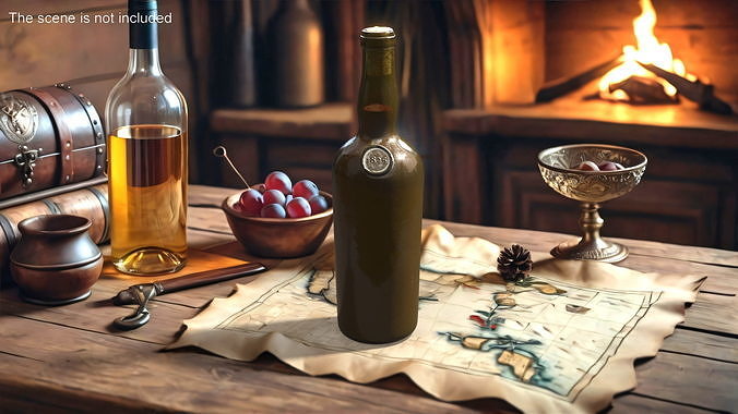Antique Wine Bottle 3D model 2