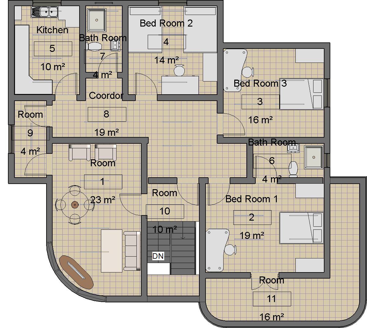 Resident Building 3D model 150m2 3D model_12