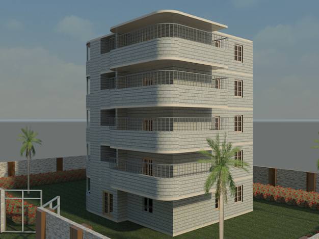 Resident Building 3D model 150m2 3D model_1