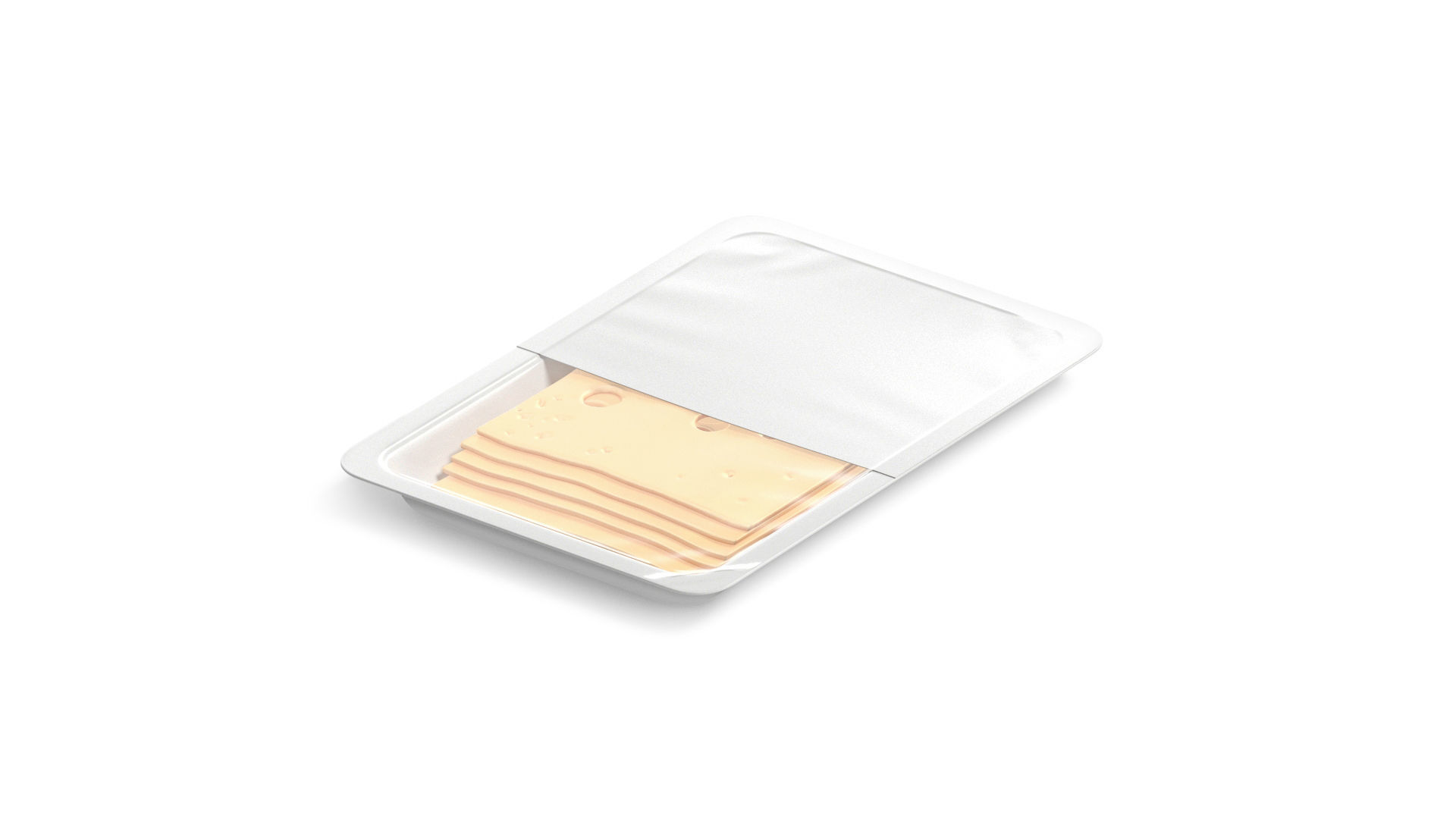 Cheese Packaging - plastic transparent tray with chese slices 3D model_3