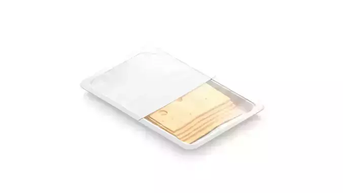 Cheese Packaging - plastic transparent tray with chese slices 3D model