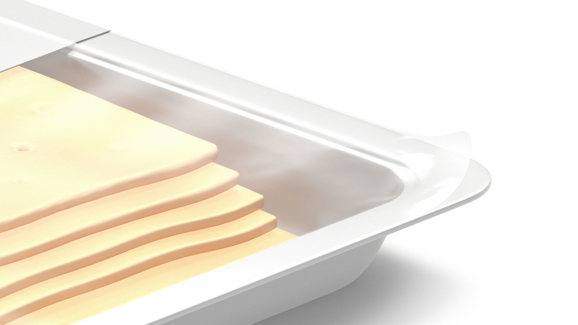 Cheese Packaging - plastic transparent tray with chese slices 3D model_4