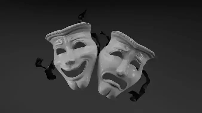Sock and Buskin Comedy and Drama Theater masks 3D model