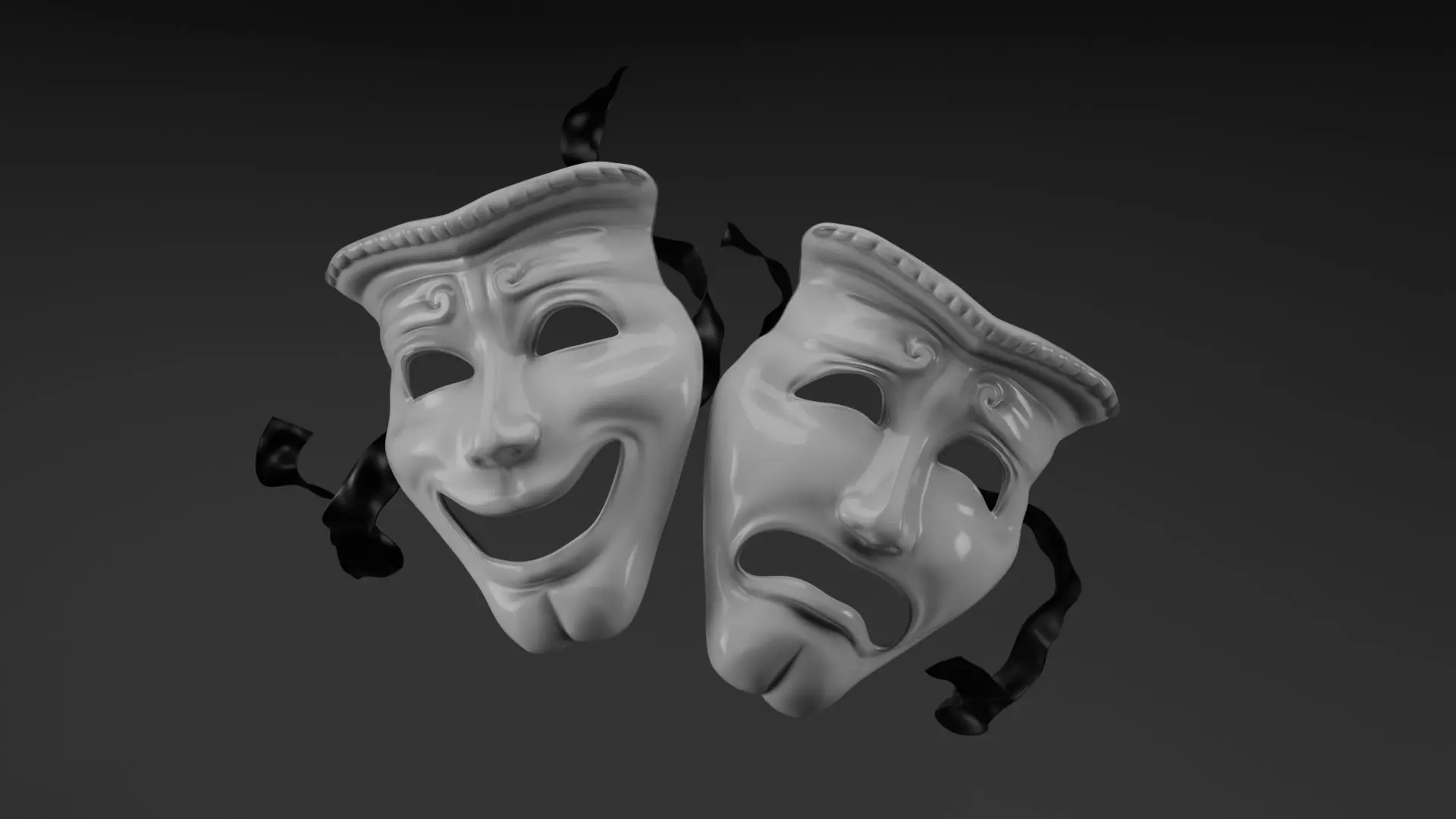 Sock and Buskin Comedy and Drama Theater masks 3D model