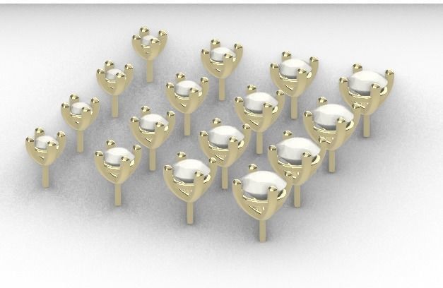 Pack of Prongs for jewelry design 3D print model_3