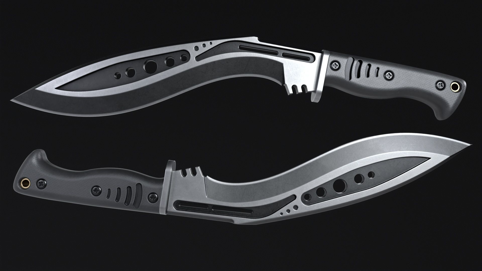 M48-kurki-Knife Low-poly 3D model_1