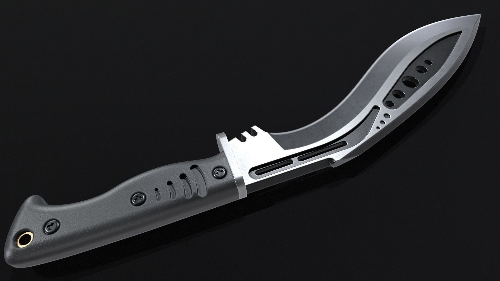 M48-kurki-Knife Low-poly 3D model_3