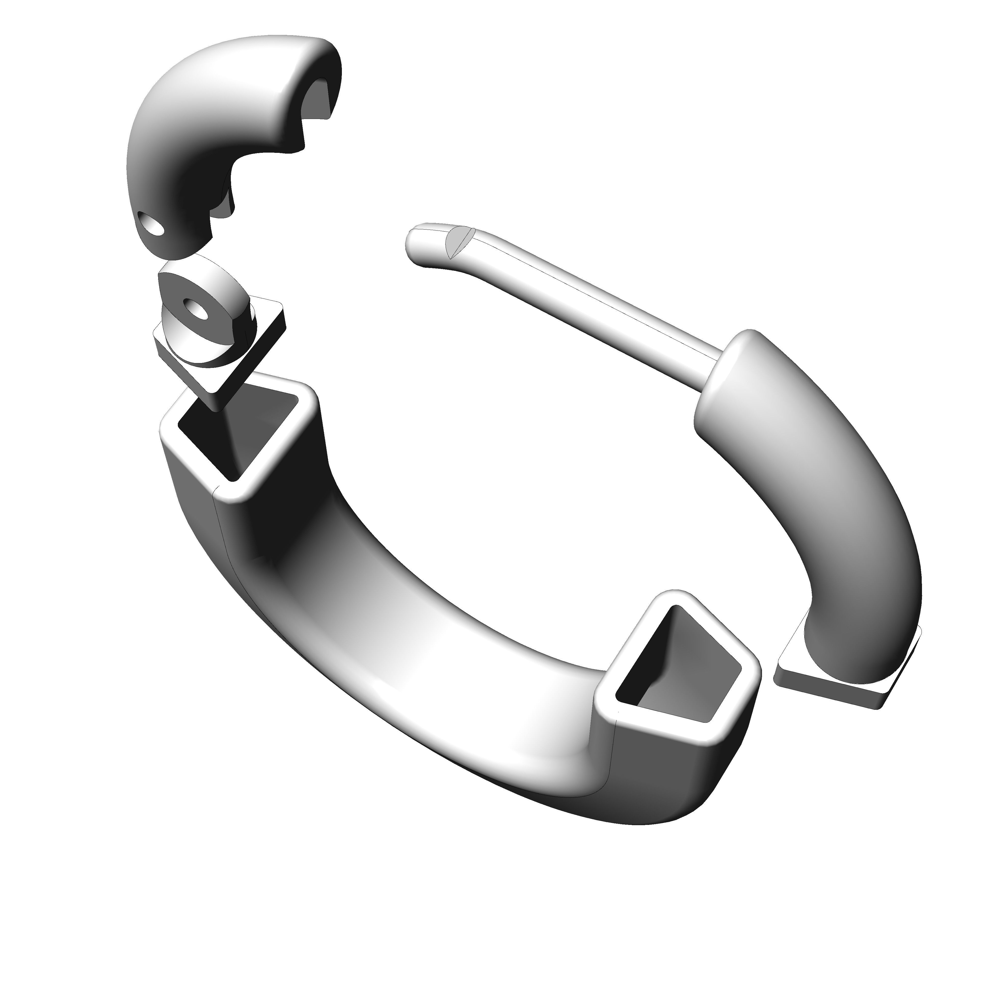 Tiffany lock earrings 03 3D print model_4