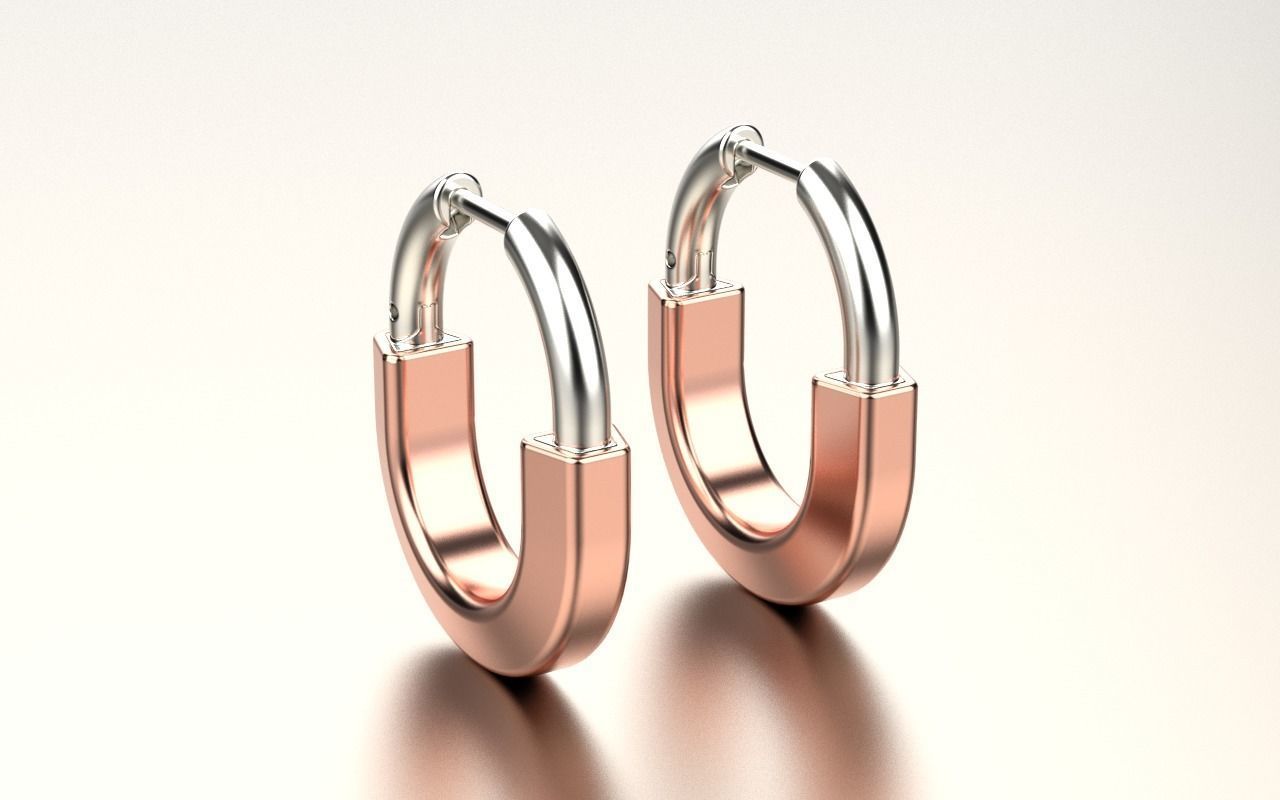 Tiffany lock earrings 03 3D print model_1