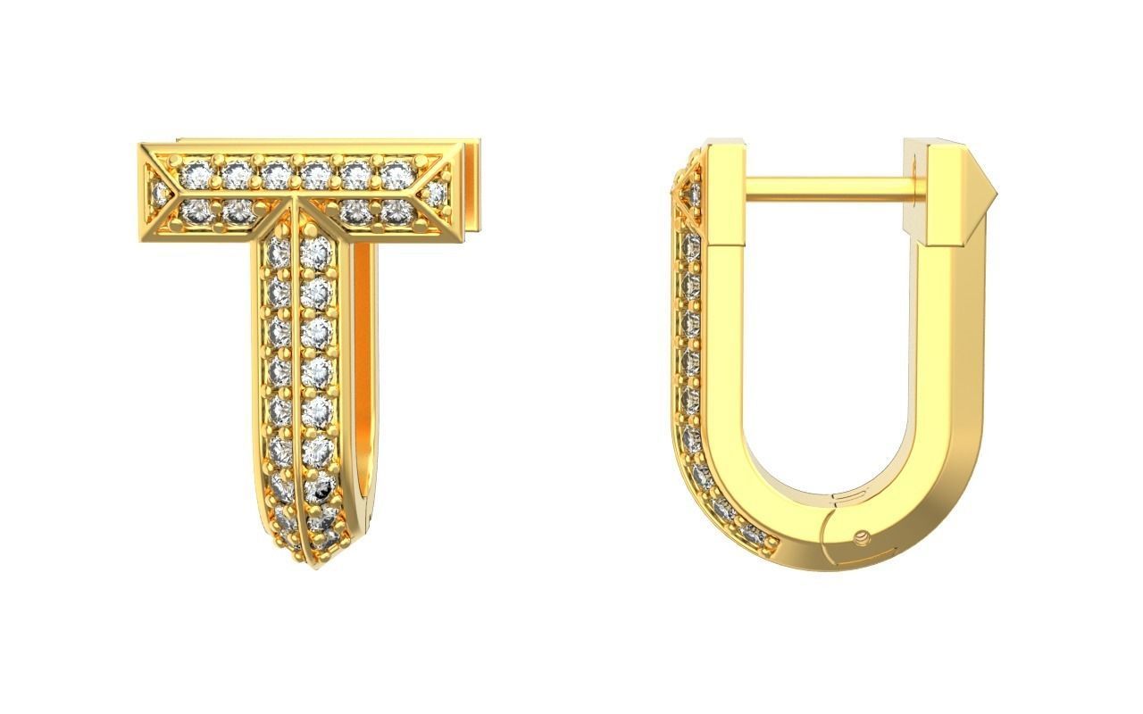 Tiffany T1 earrings  3D print model_2
