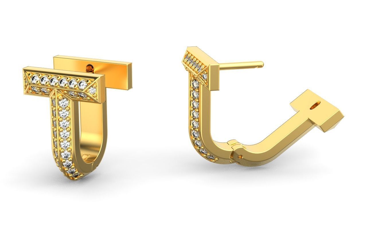 Tiffany T1 earrings  3D print model_4