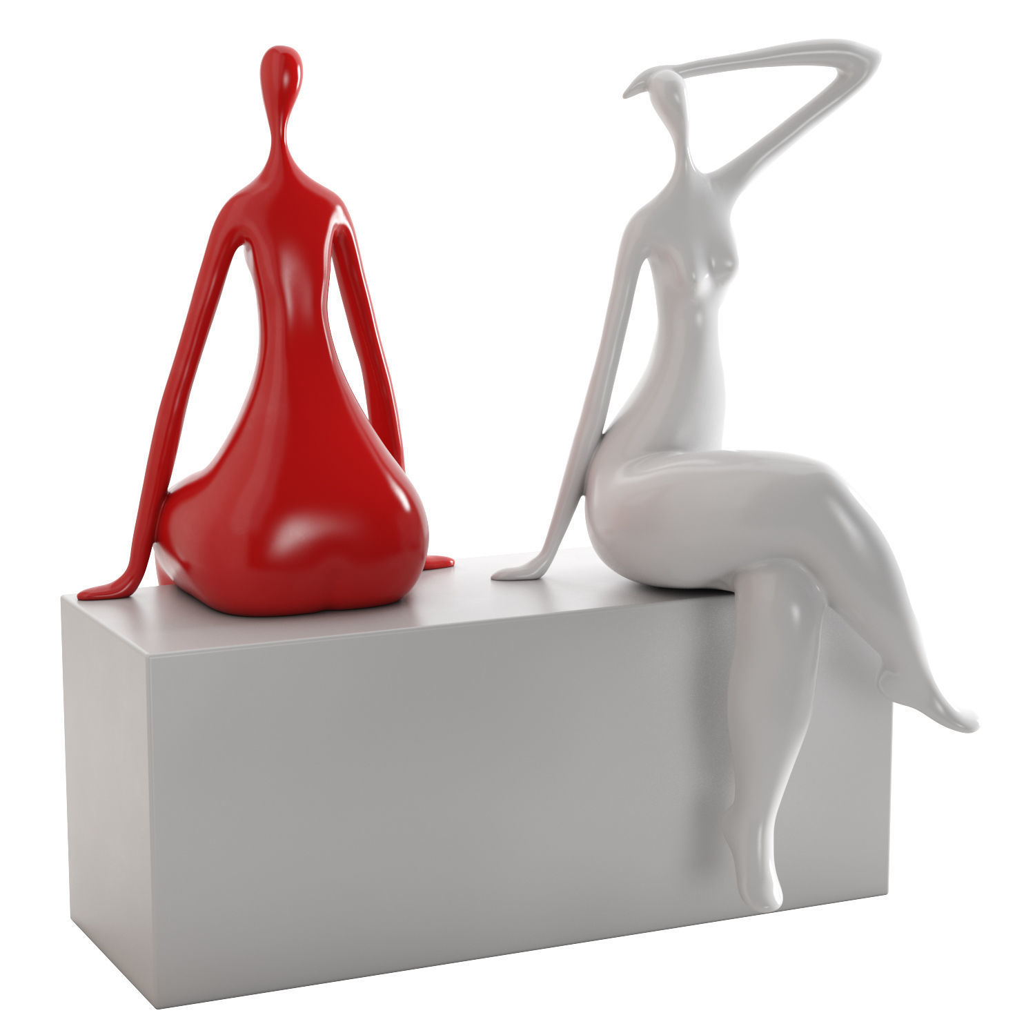 Sculpture Seated Lady 3D model_4