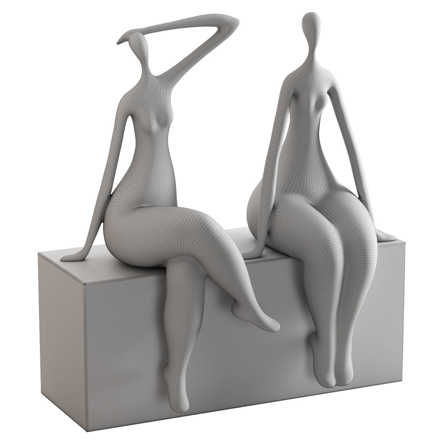 Sculpture Seated Lady 3D model_6