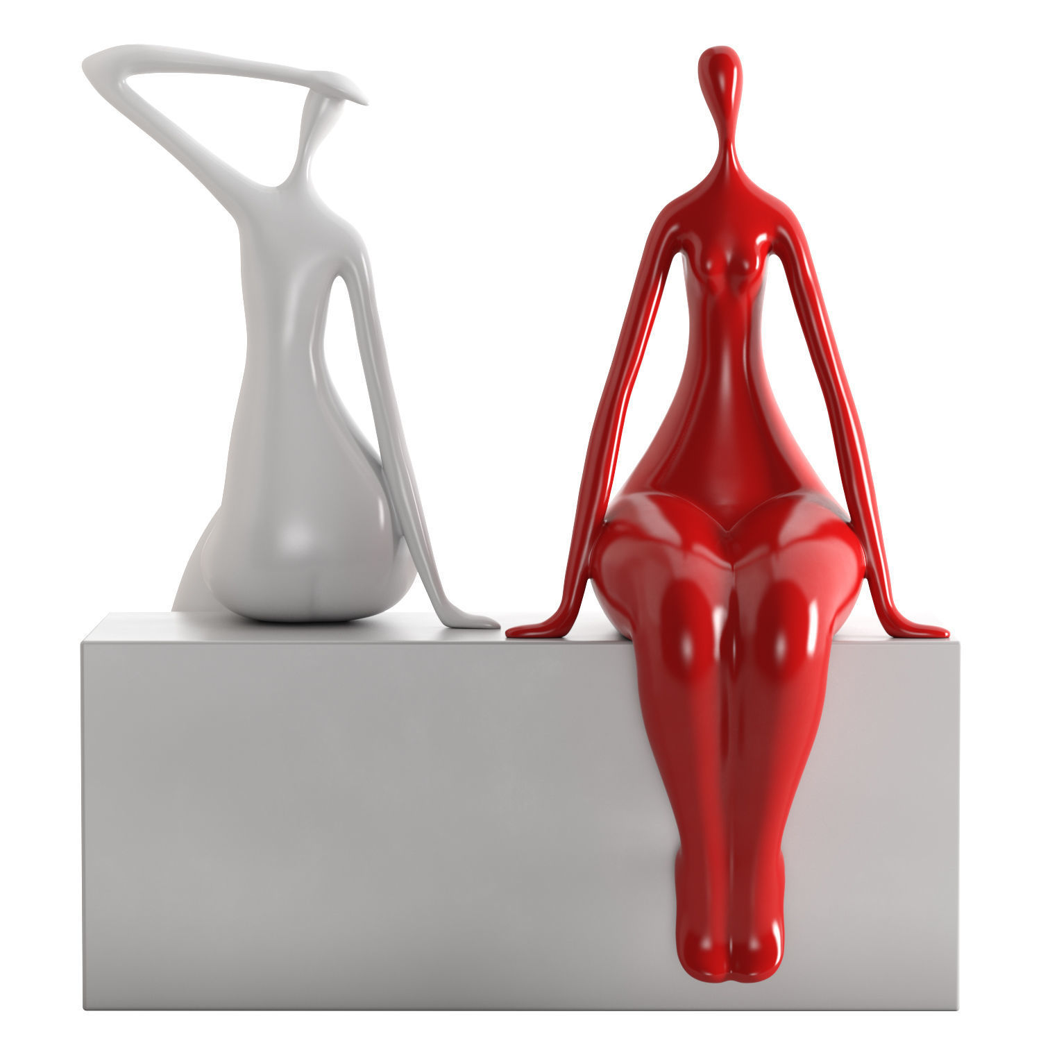 Sculpture Seated Lady 3D model_2