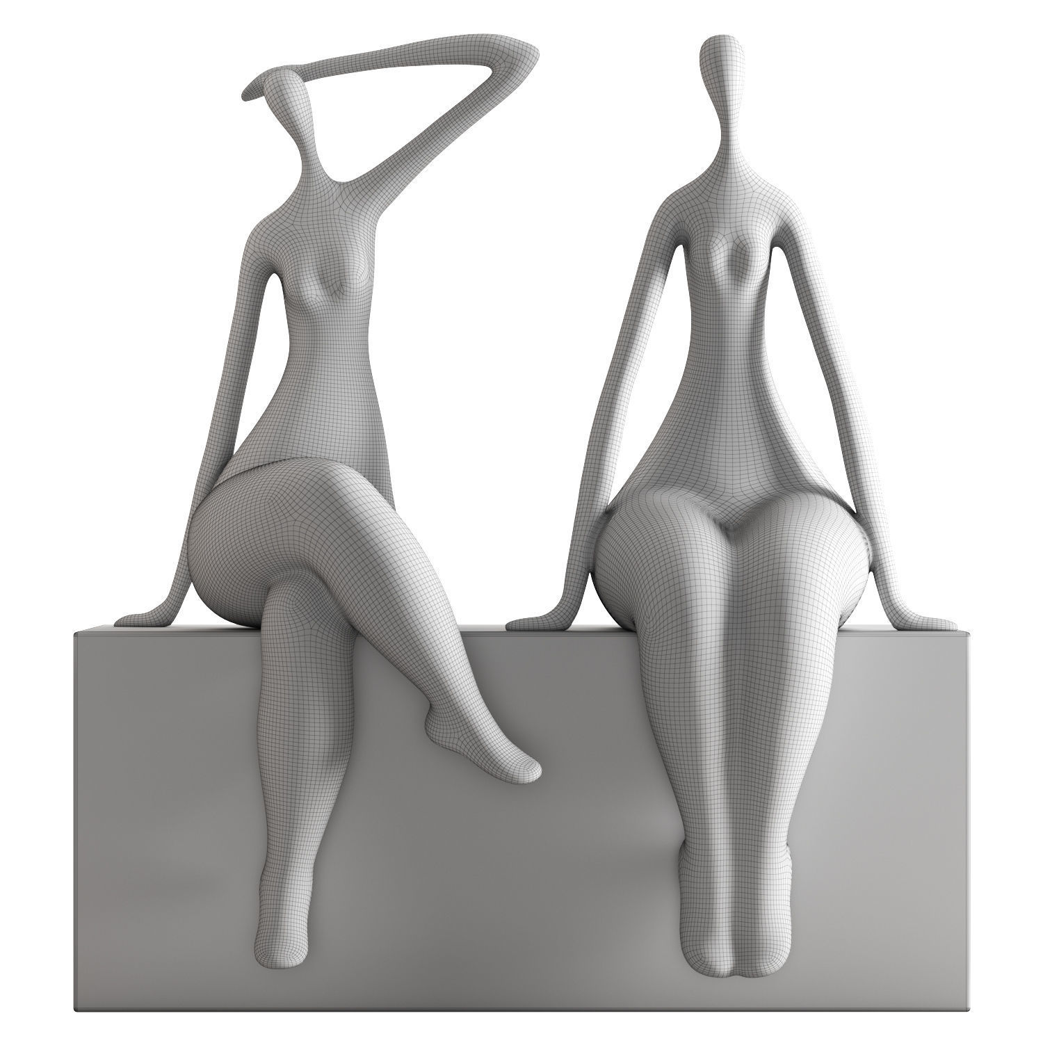 Sculpture Seated Lady 3D model_5