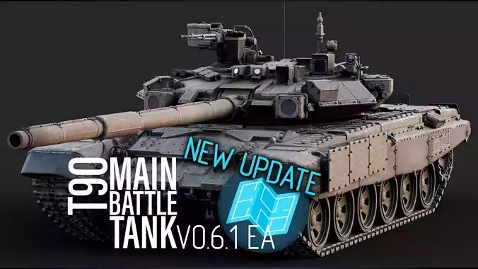 T90 MBT V061 Vehicle Blueprint Early Low-poly 3D model