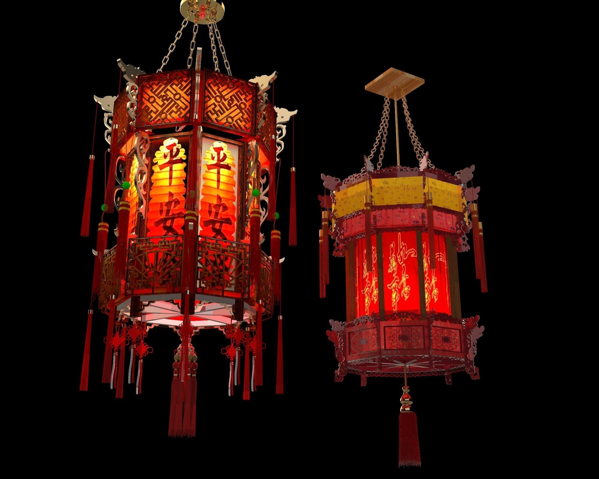 Chinese palace lantern   3D model_1