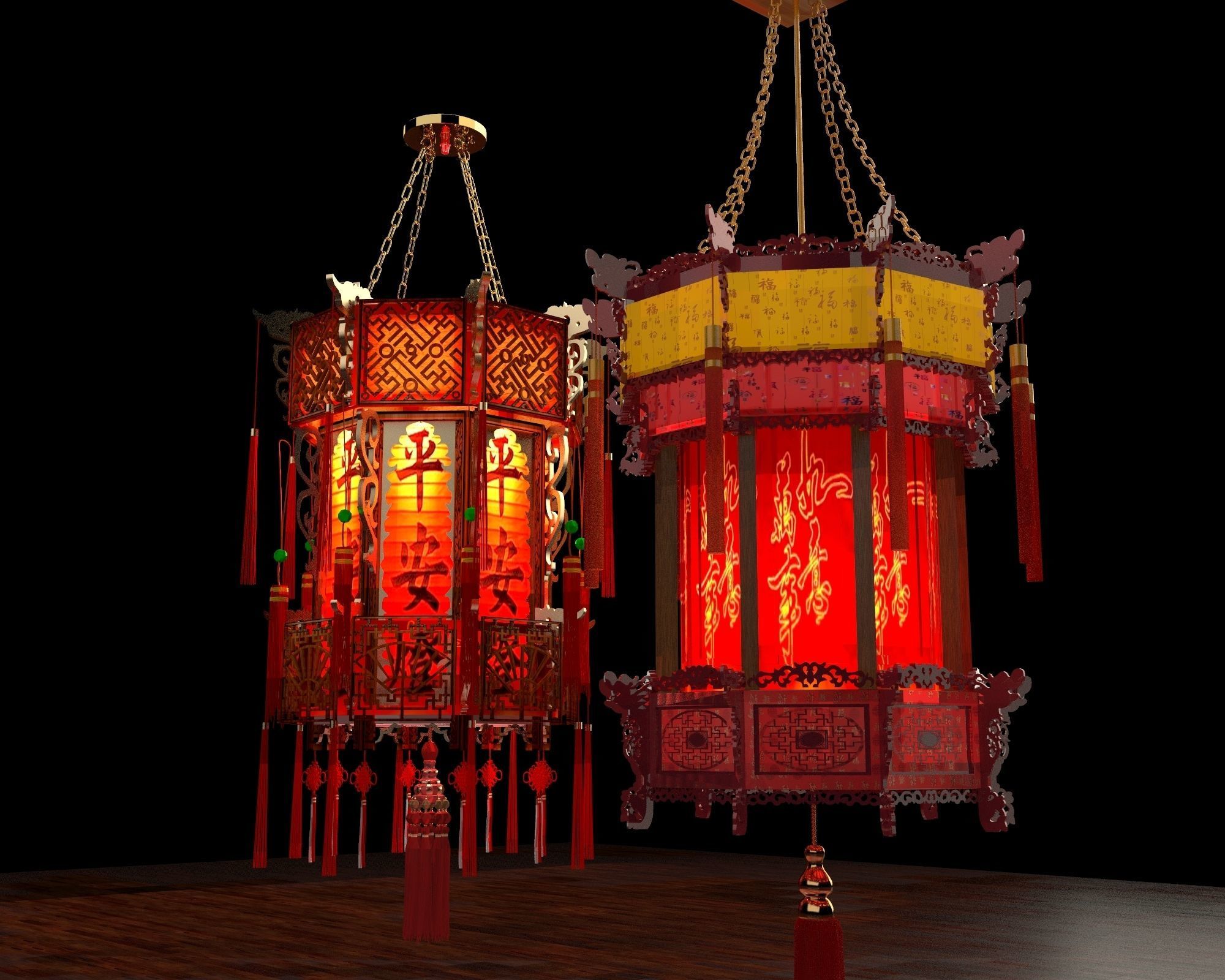 Chinese palace lantern   3D model_4