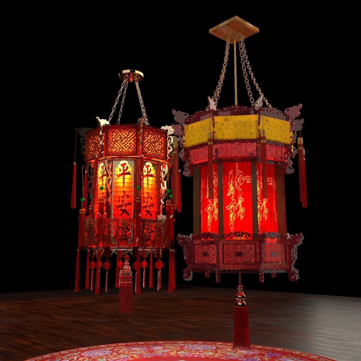 Chinese palace lantern   3D model_5