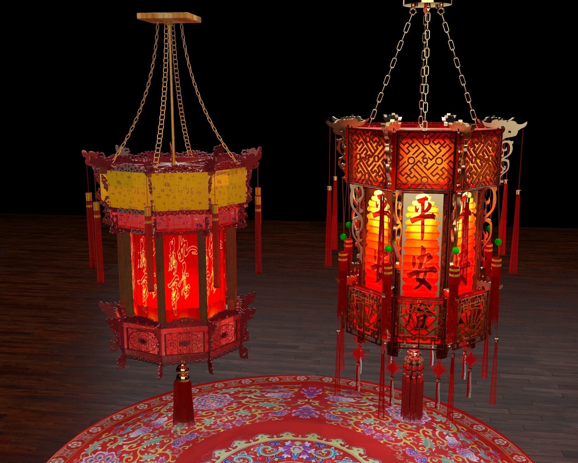 Chinese palace lantern   3D model_3