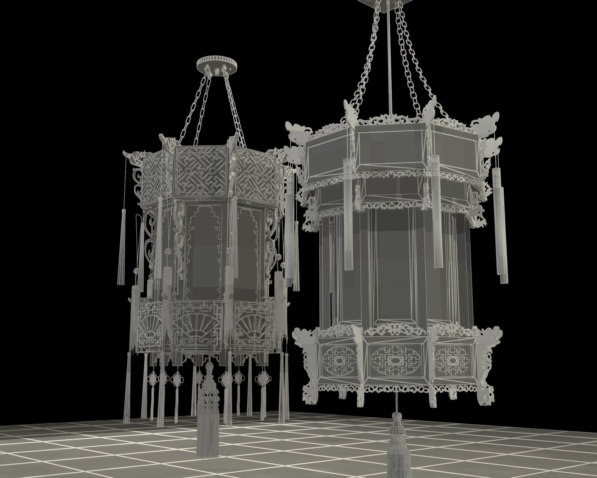 Chinese palace lantern   3D model_6