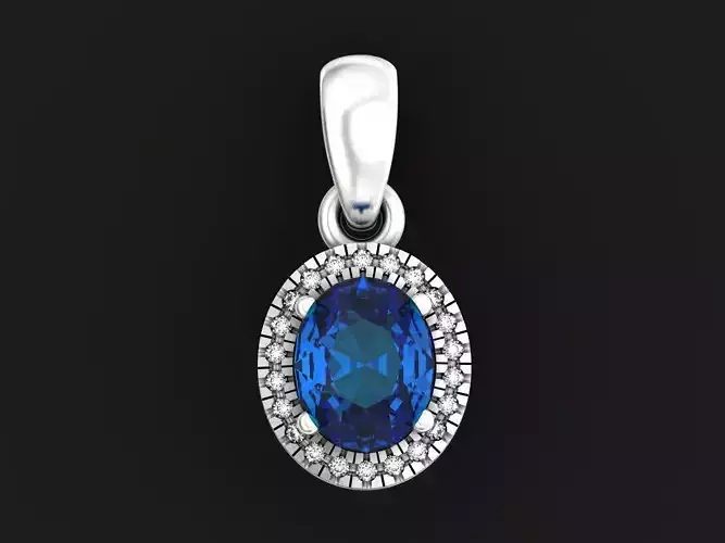 pendant Oval Diamond pave 1148