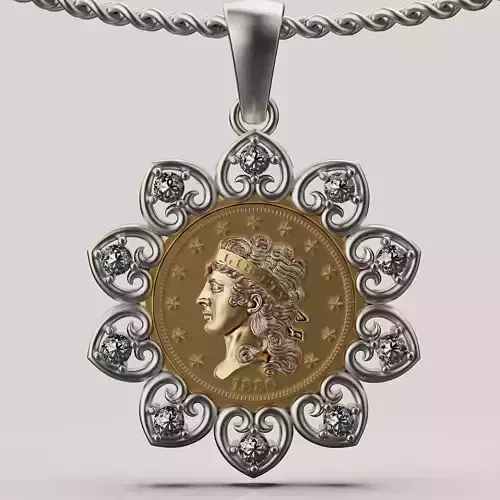 Half eagle American  coin Pendant printable 3d model