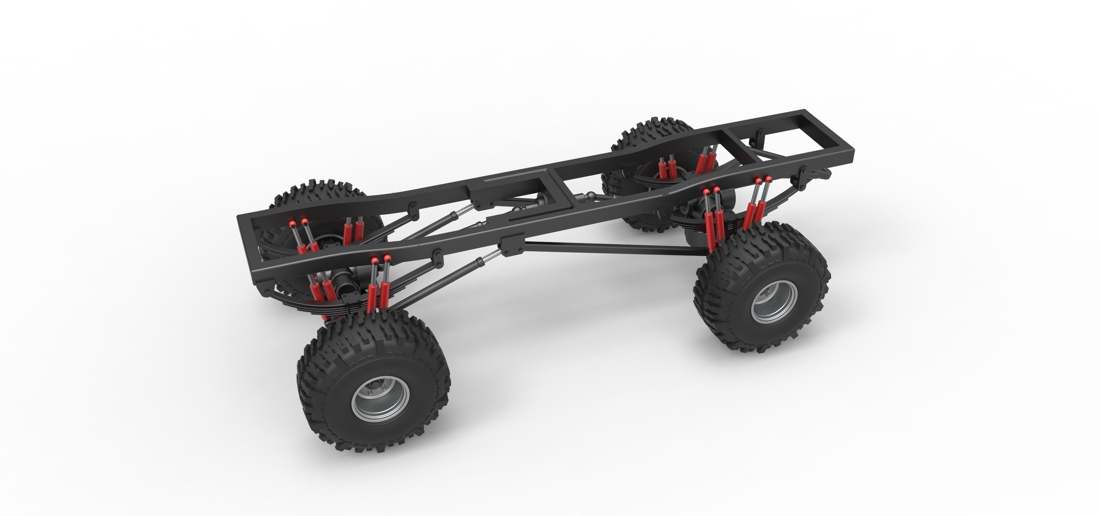Chassis of Wheel Standing Mega Truck Scale 1 to 25 3D print model_1