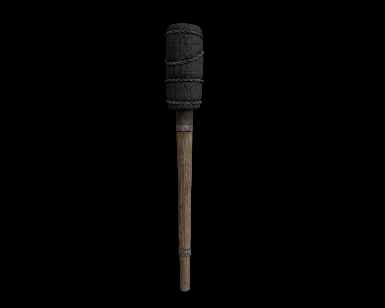 Wooden Torch 3D model_2