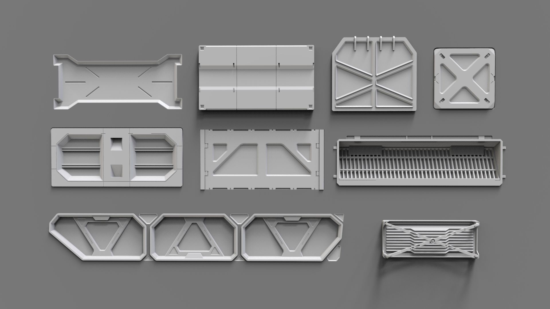 Sci fi trim sheets 3 3D model_4