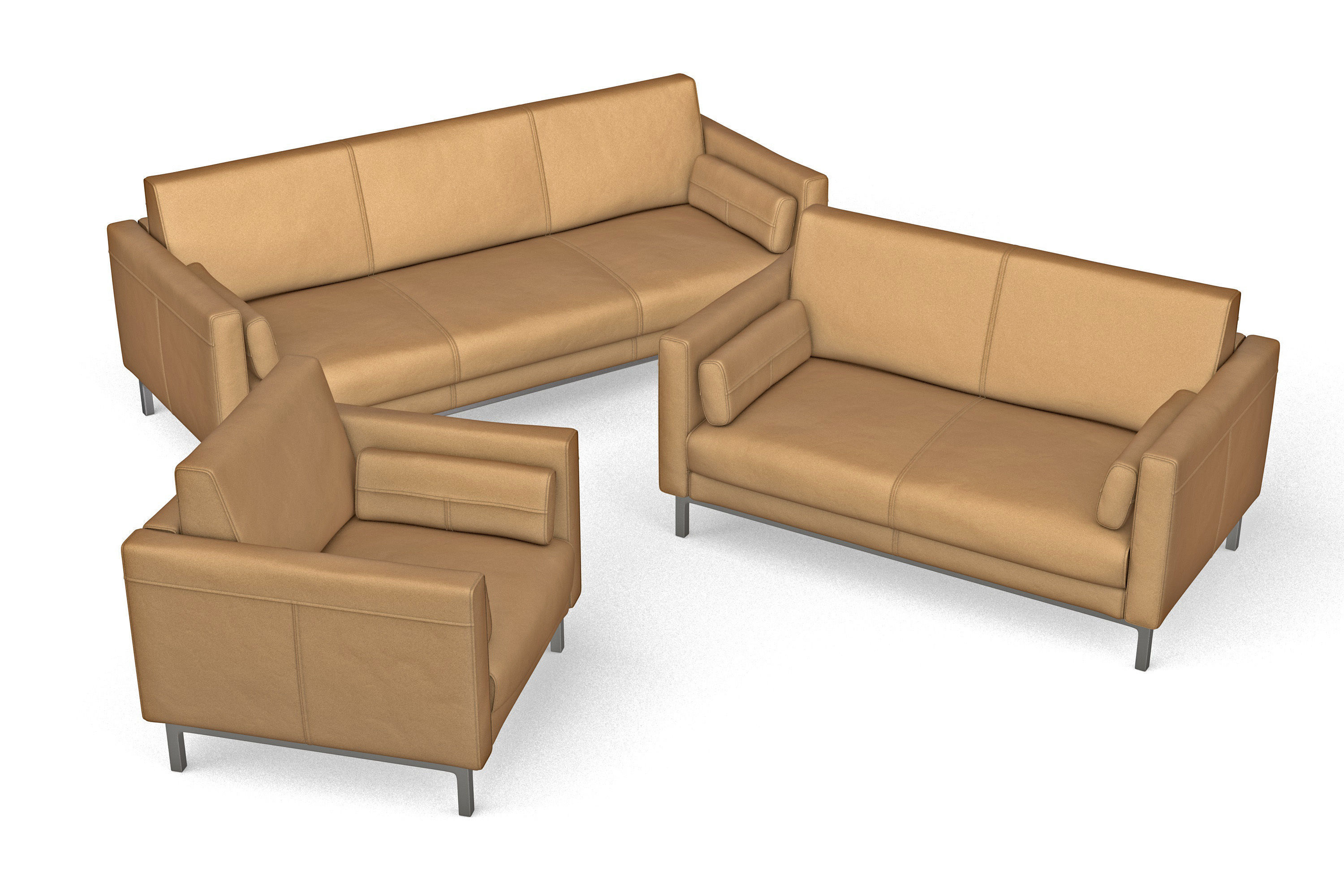 Sofa Set Leather Fabric Velvet 3D model_8