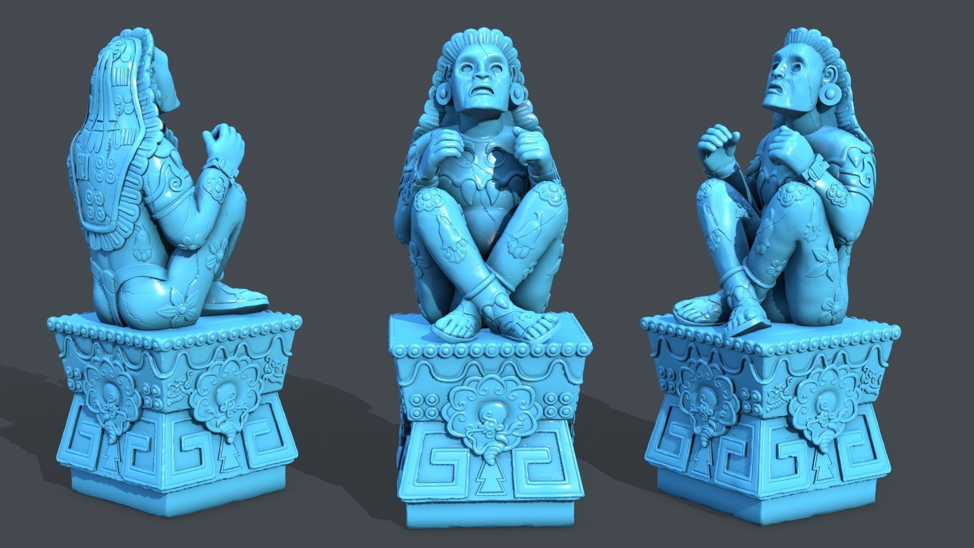 Statue Aztec Xochipilli 3D print model_3