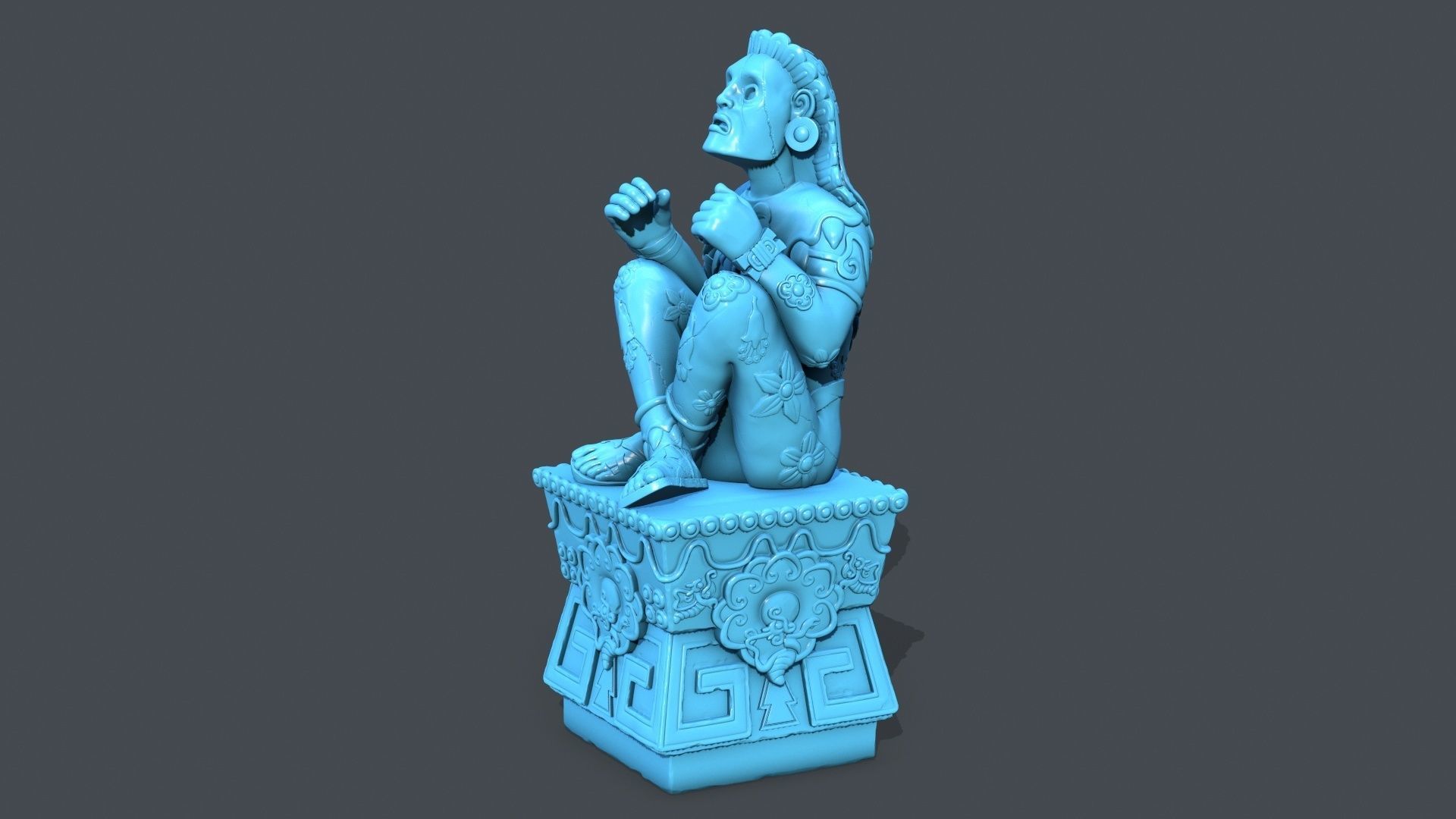 Statue Aztec Xochipilli 3D print model_1