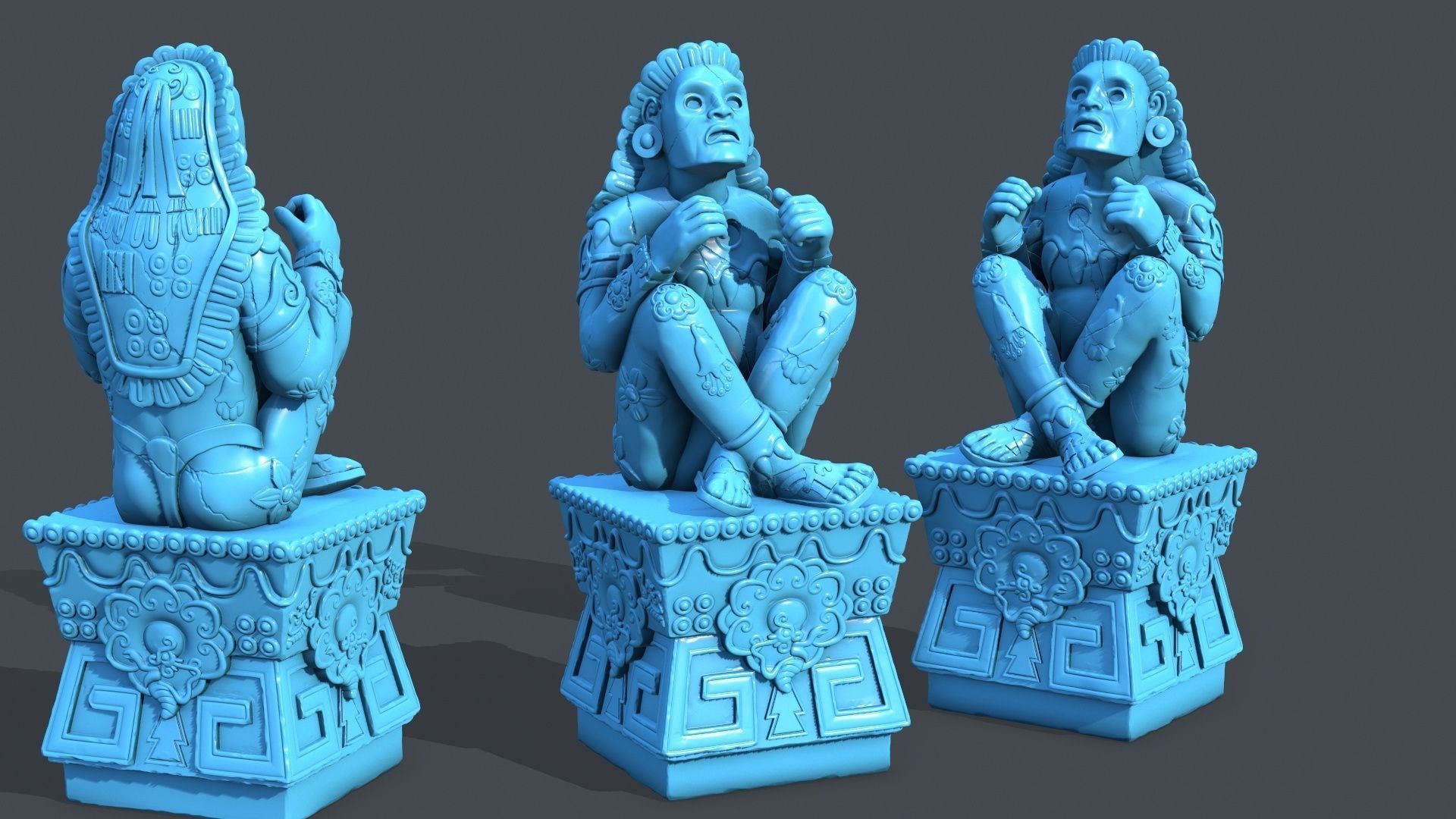 Statue Aztec Xochipilli 3D print model_4