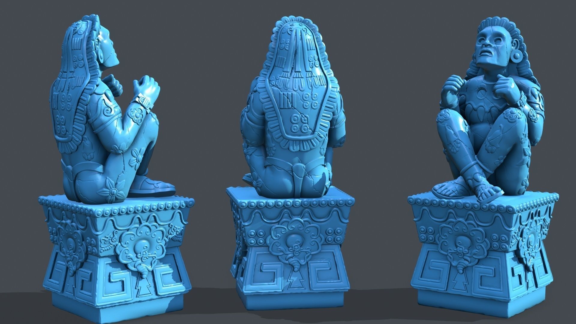 Statue Aztec Xochipilli 3D print model_5