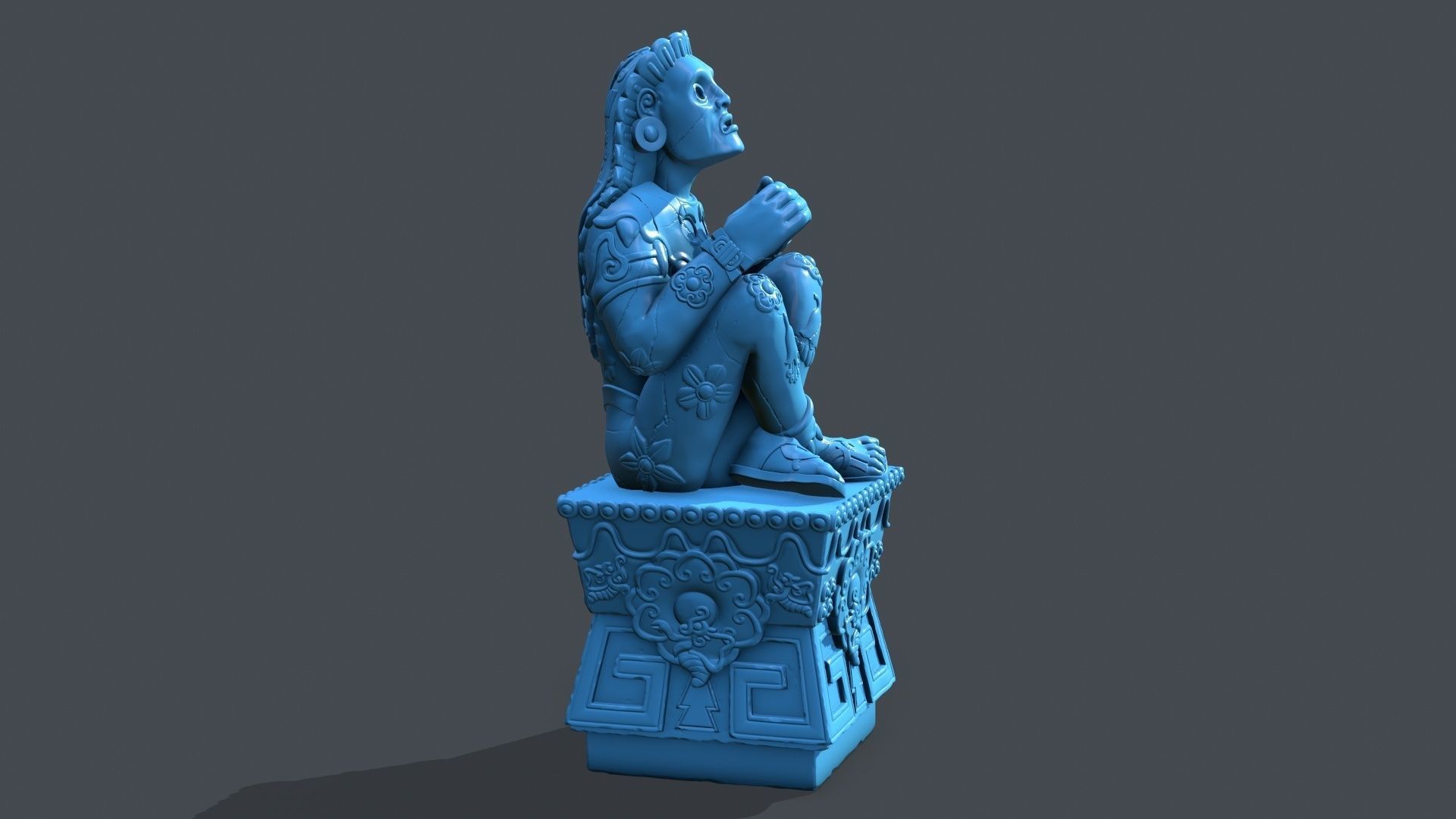 Statue Aztec Xochipilli 3D print model_2