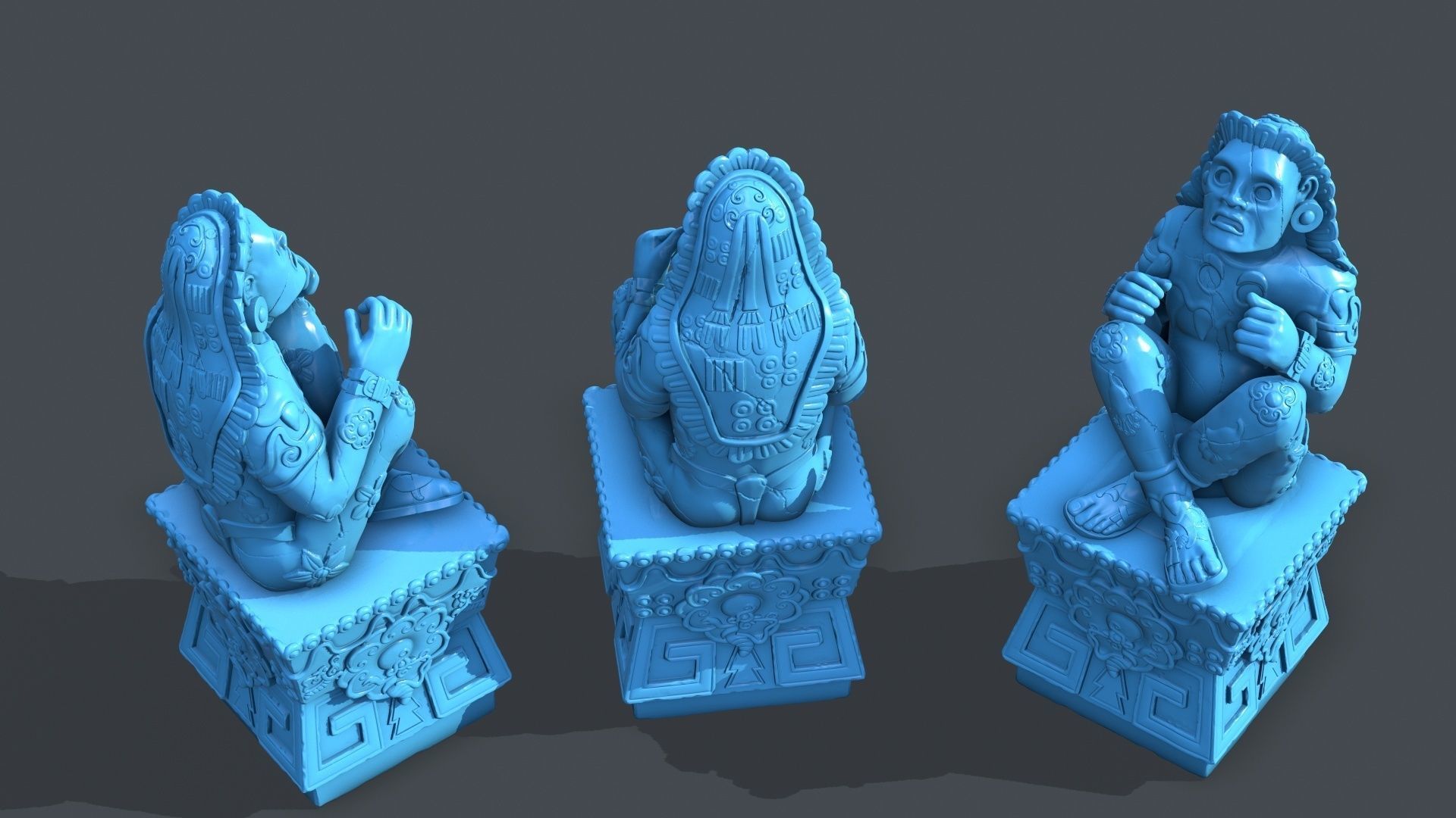 Statue Aztec Xochipilli 3D print model_6