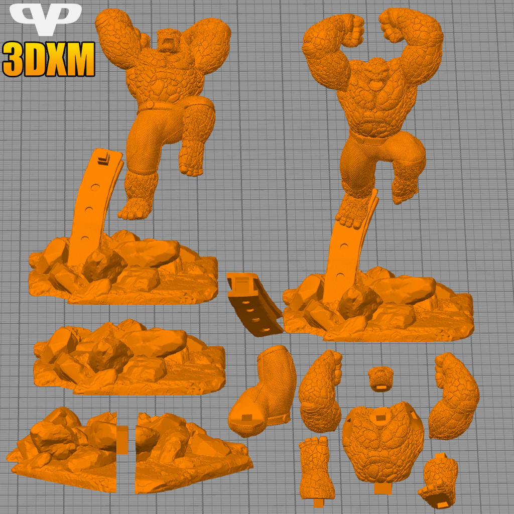 Fantastic 4 The Thing STL for 3D Printing ChibiSTL 3DXM 3D print model_4