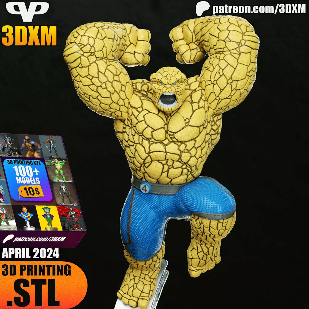 Fantastic 4 The Thing STL for 3D Printing ChibiSTL 3DXM 3D print model_0