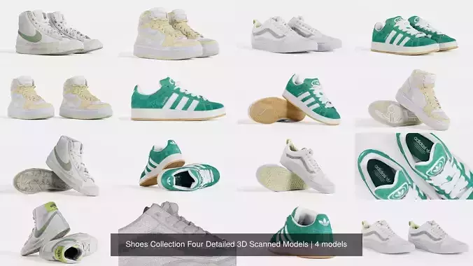 Shoes Collection Four Detailed 3D Scanned Models