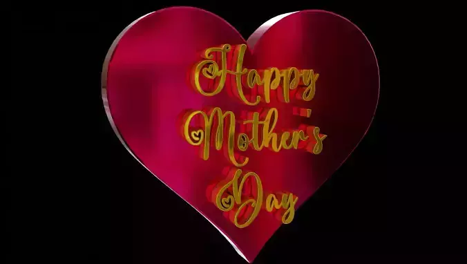  Mothers Day Reflection-3D Pink Heart Animation 3D model