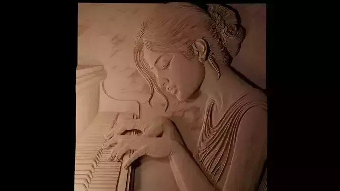 Pianist CNC 3d Print High Relief Sand Casting 3D print model