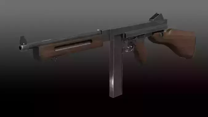 M1A1 Thompson Submachinegun Low-poly 3D model