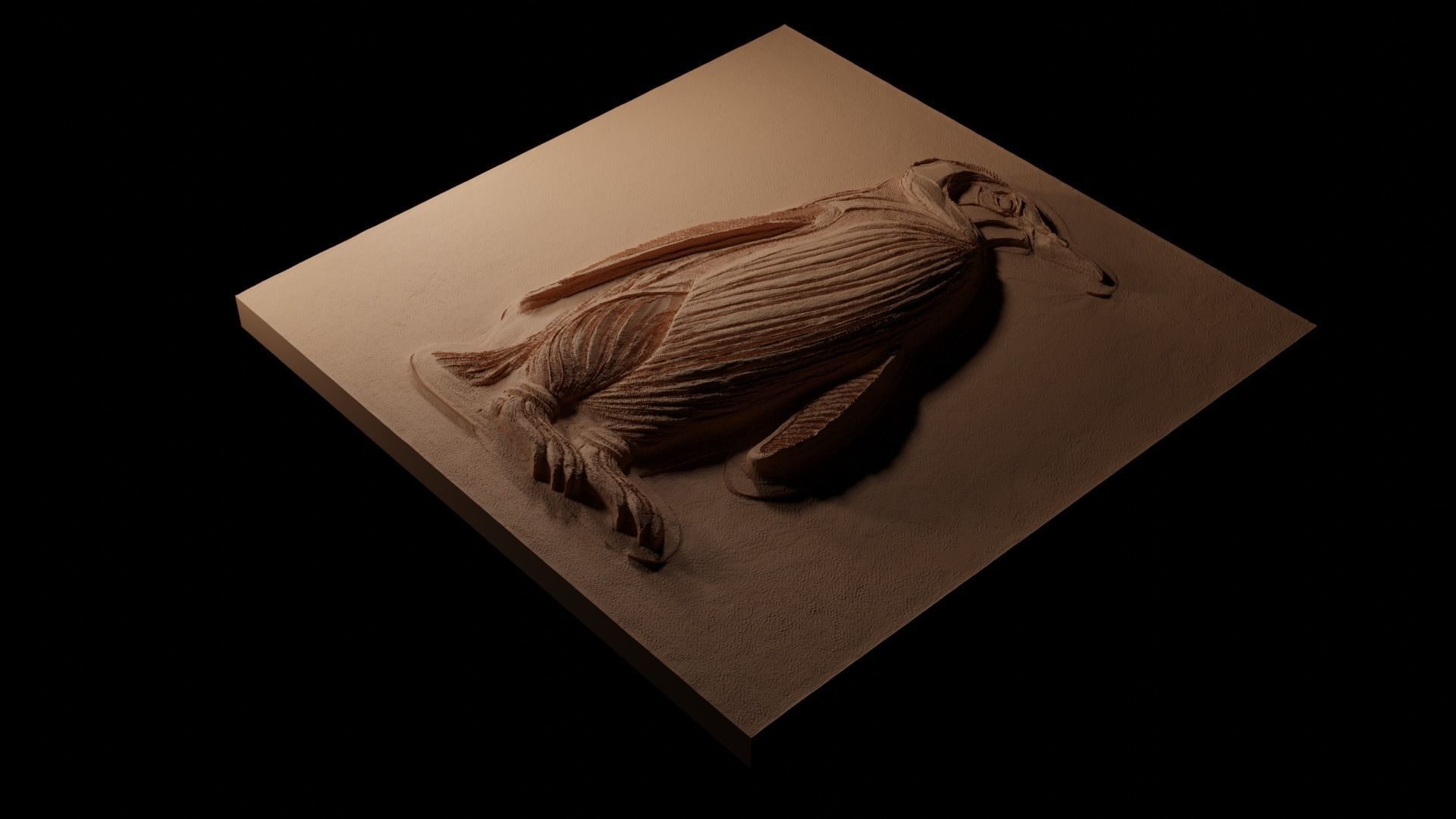 Penguin CNC 3d Print High Relief Sand Casting 3D print model_1