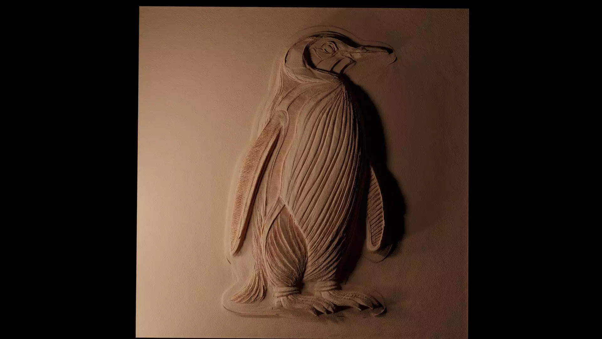 Penguin CNC 3d Print High Relief Sand Casting 3D print model_0