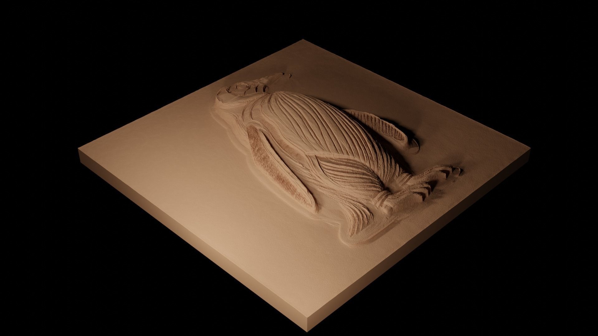 Penguin CNC 3d Print High Relief Sand Casting 3D print model_2