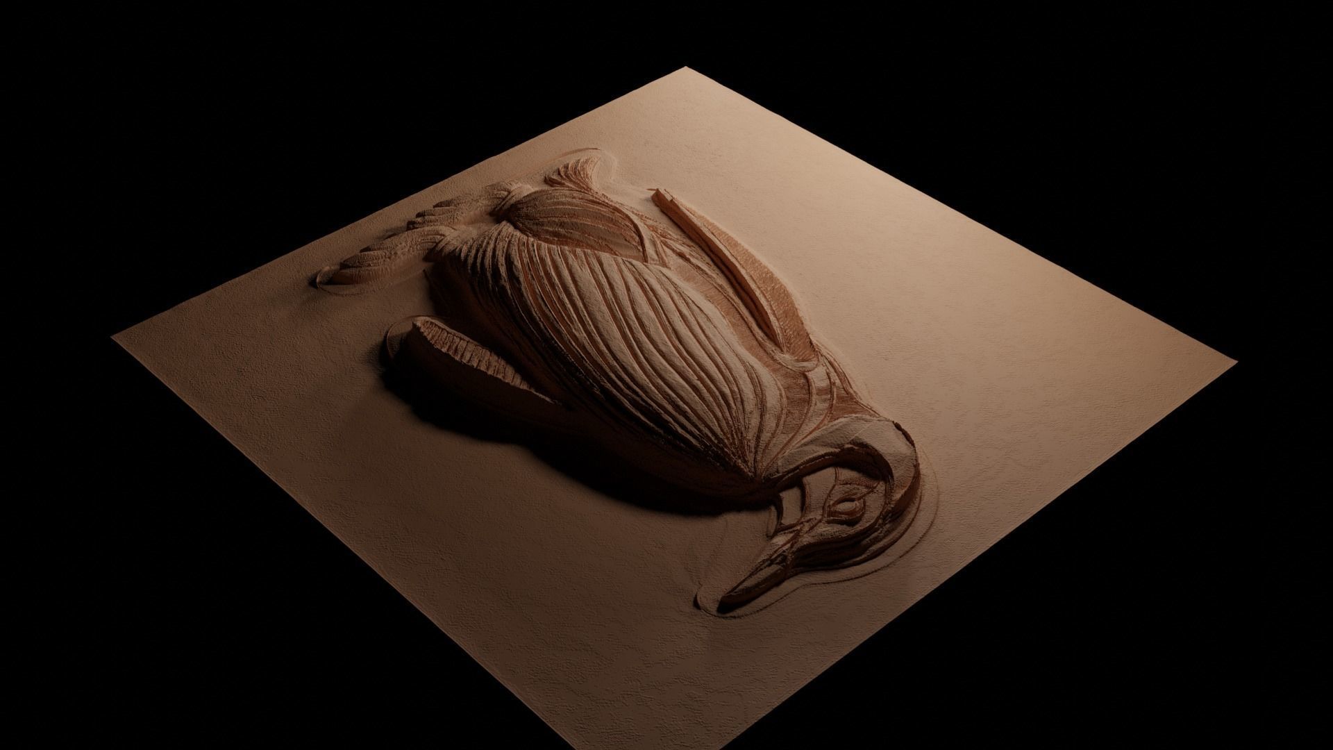 Penguin CNC 3d Print High Relief Sand Casting 3D print model_3